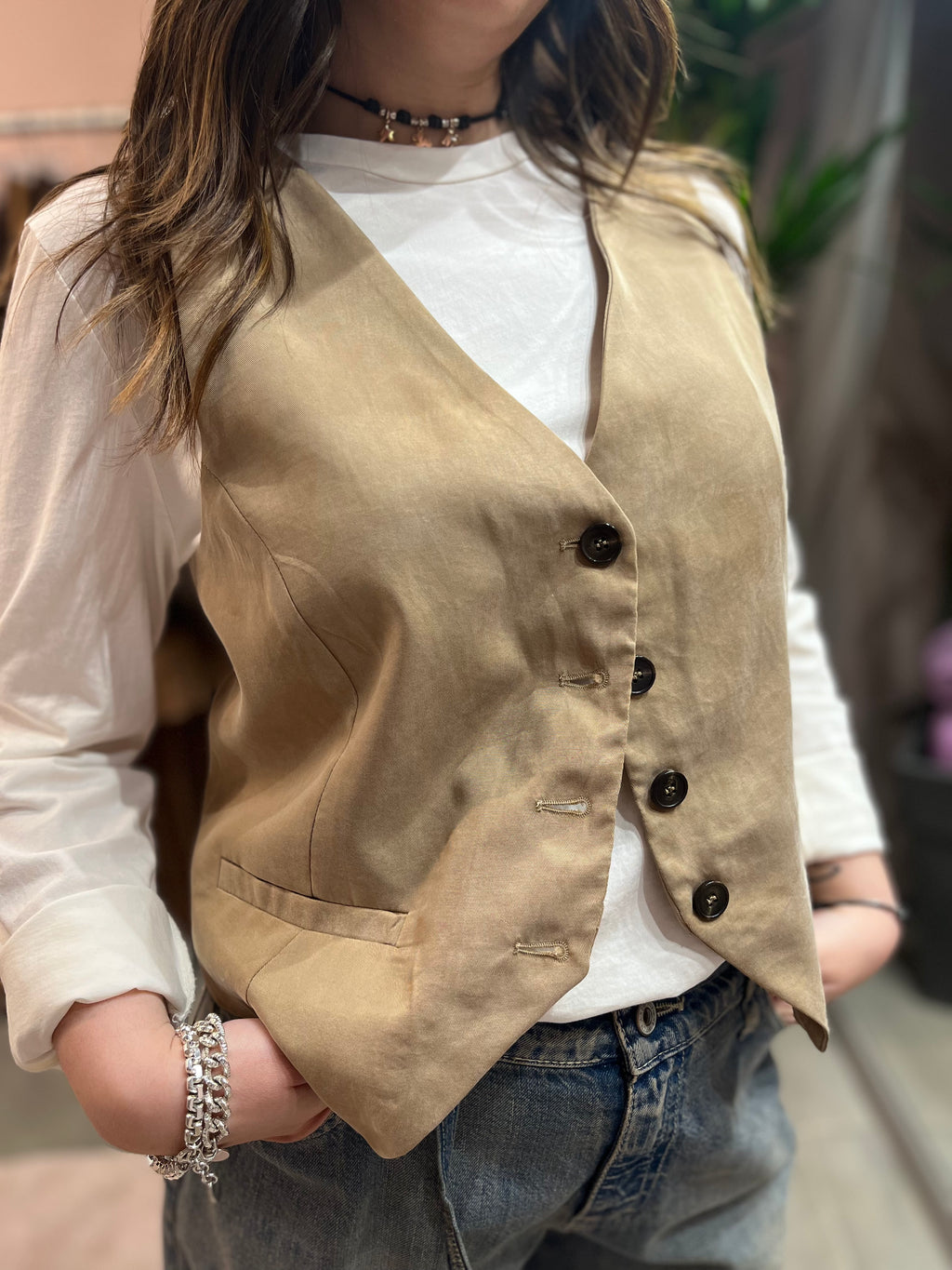GILET IN SETA LAVATA TENSIONE IN