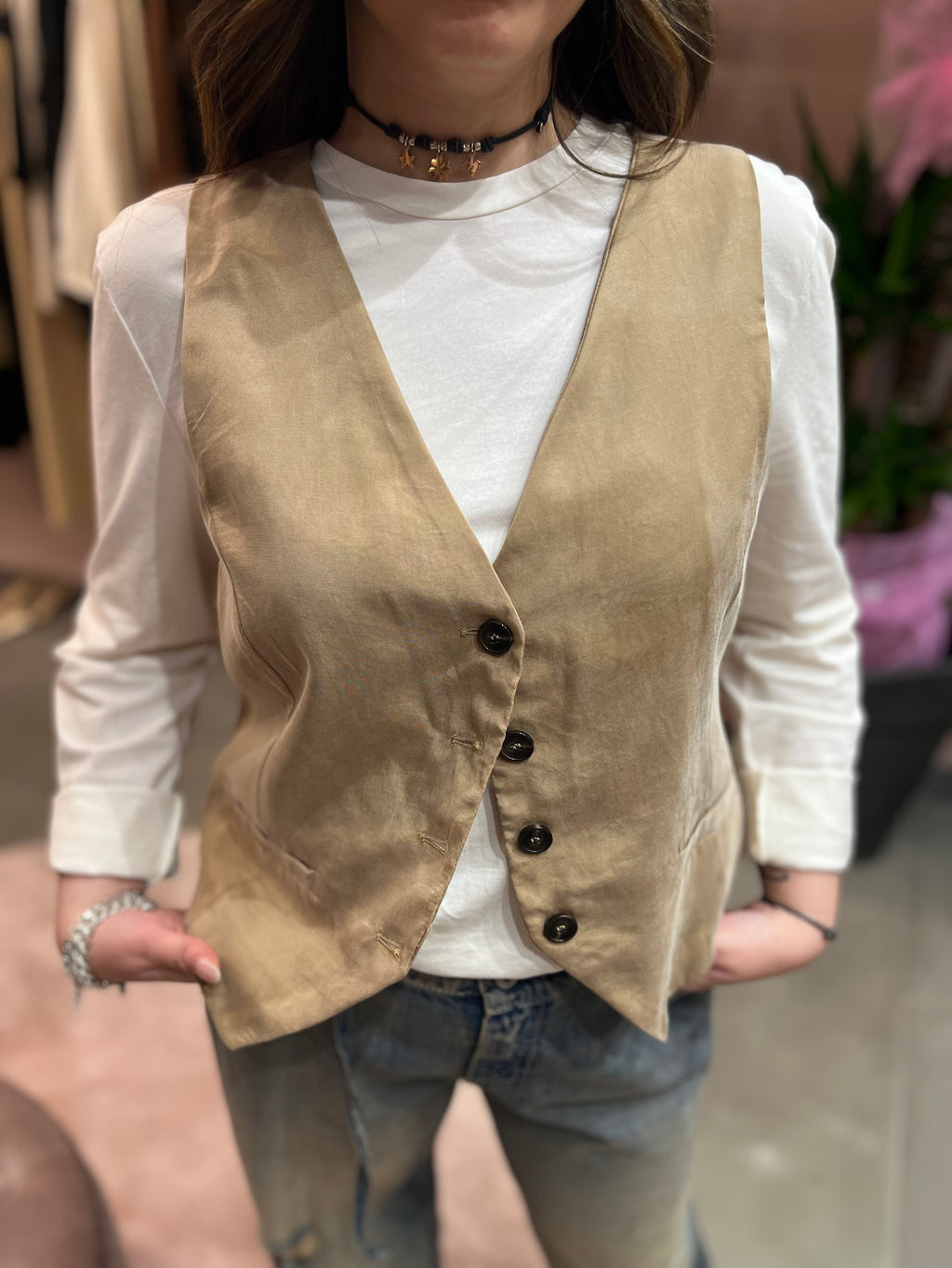 GILET IN SETA LAVATA TENSIONE IN