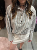 CAMICIA CROP STAMPA CHECK TENSIONE IN