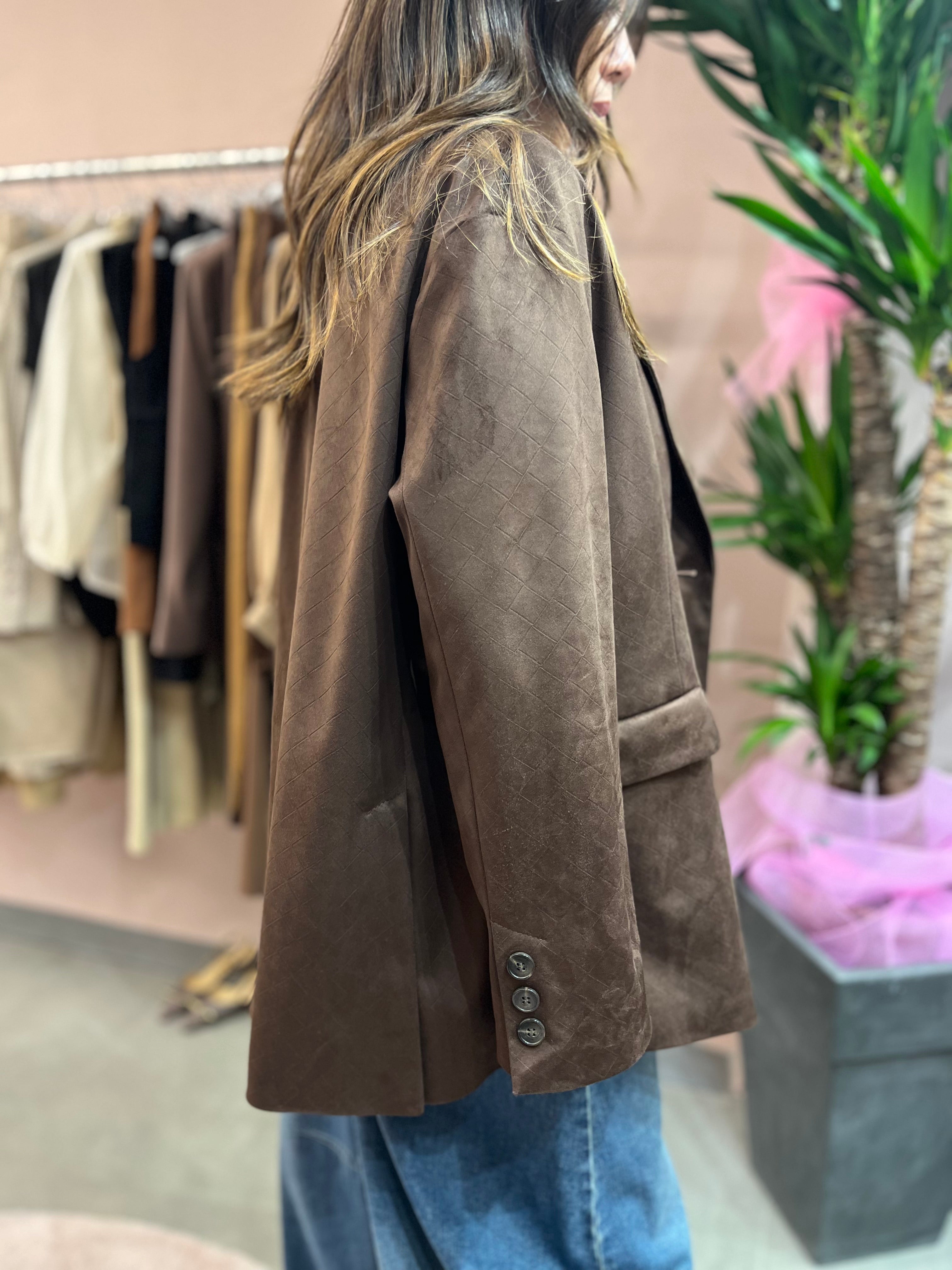 GIACCA OVERSIZE EFFETTO SUEDE TENSIONE IN
