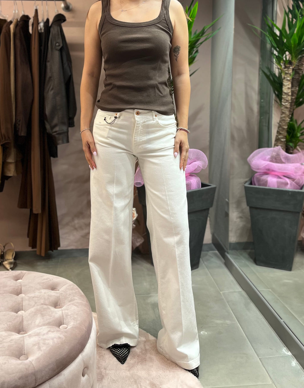 JEANS PALAZZO TENSIONE IN