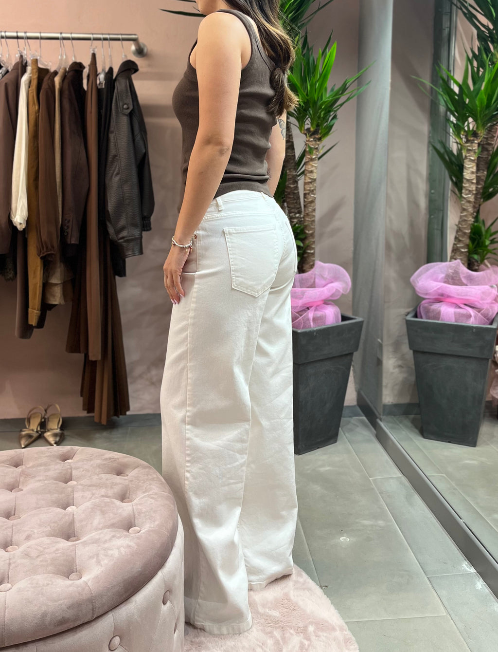 JEANS PALAZZO TENSIONE IN