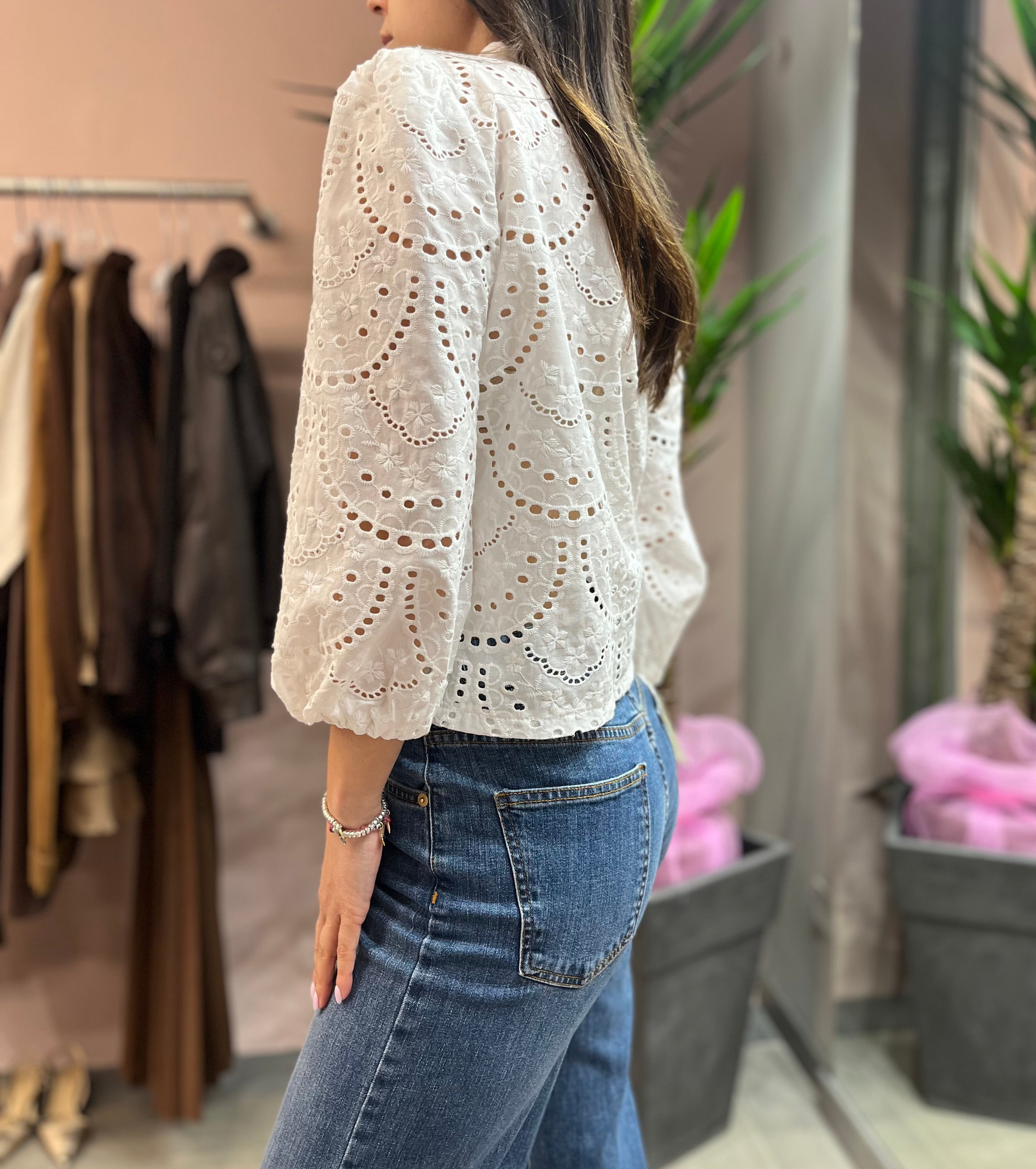 CAMICIA PIZZO SANGALLO TENSIONE IN