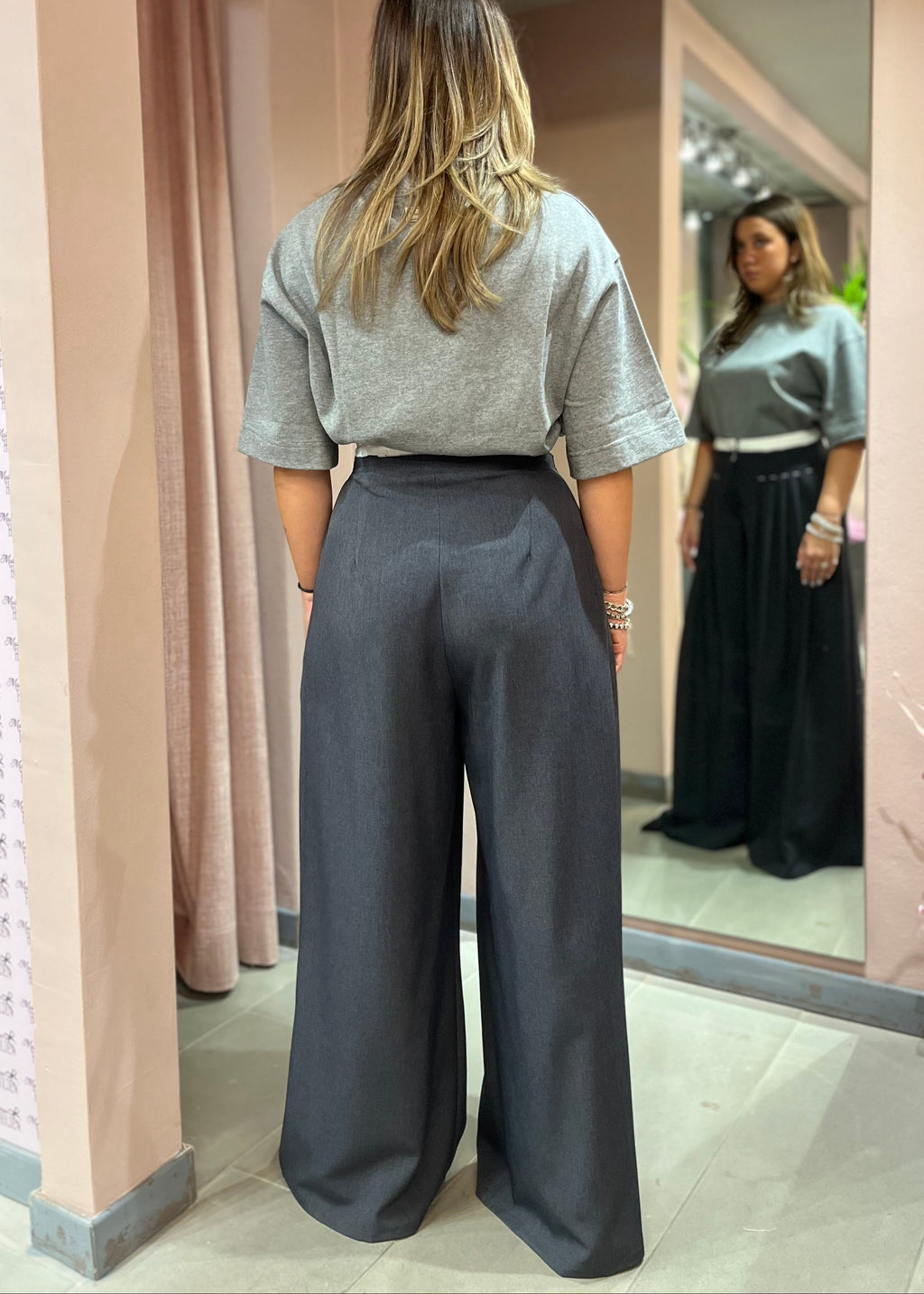 PANTALONE WIDE LEG SARTORIALE CON PINCES - IL VENTO & LA SETA