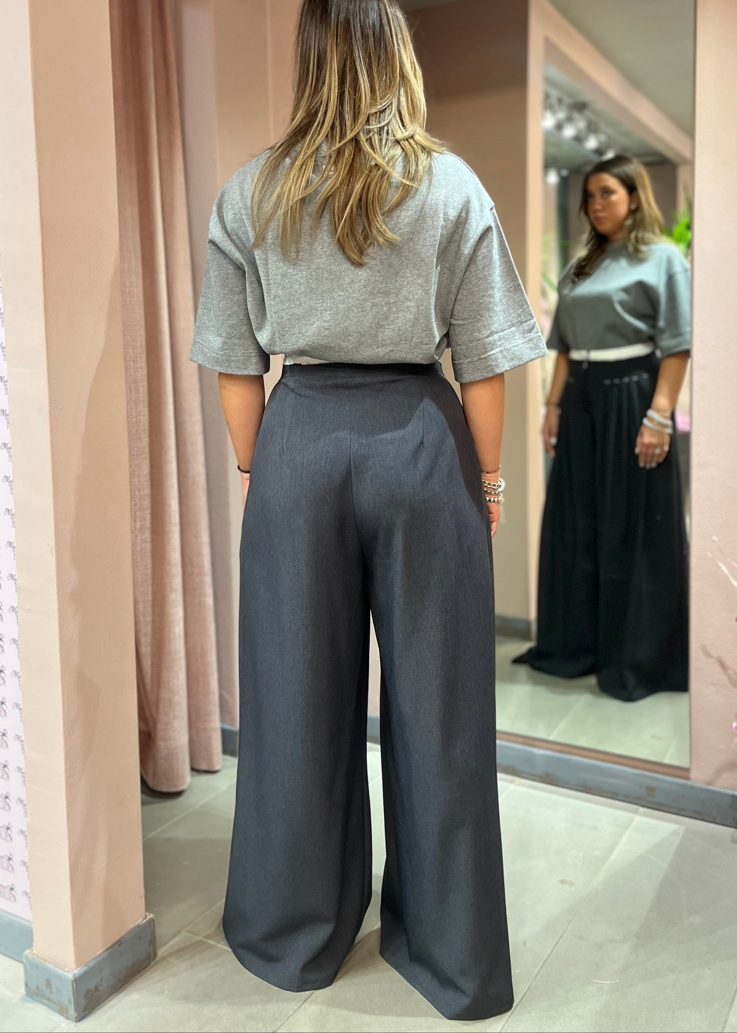PANTALONE WIDE LEG SARTORIALE CON PINCES - IL VENTO & LA SETA